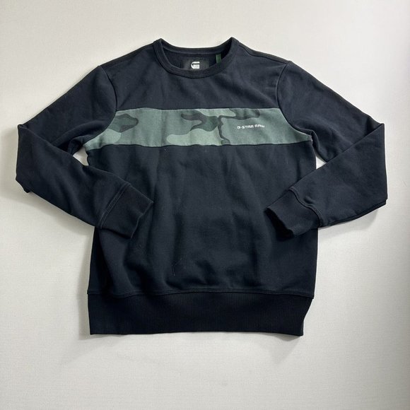 G-Star Raw Camo Stripe Pullover Sweater Men's Size Medium‎ Black Crewneck - Picture 1 of 8